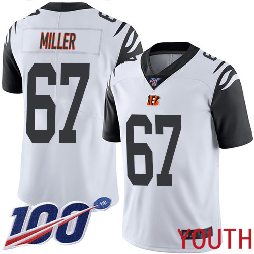 Cincinnati Bengals Limited White Youth John Miller Jersey NFL Footballl 67 100th Season Rush Vapor Untouchable